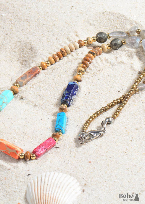 Boho Necklace, Labradorite Chokers Chakra